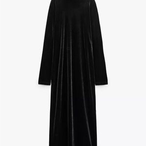 Zara Black Velvet Long Sleeve Dress